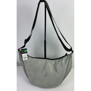 NWT Original Use Gray Crescent Shoulder Bag Adjustable Strap Zip Closure Pocket
